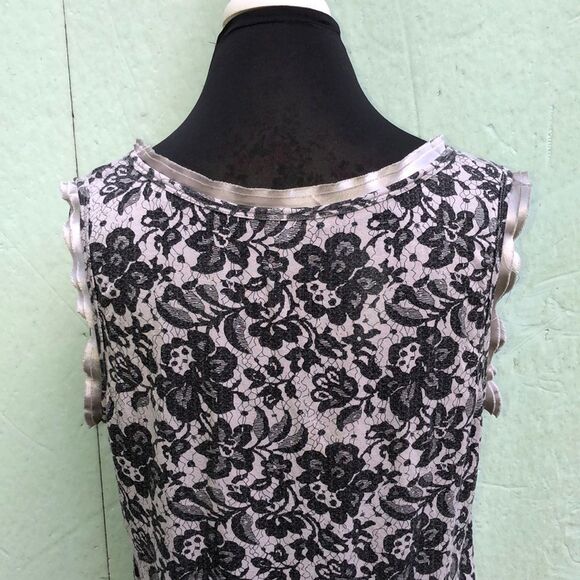 WD.NY Floral Print Tank Top With Satin Trim L - Picture 10 of 16